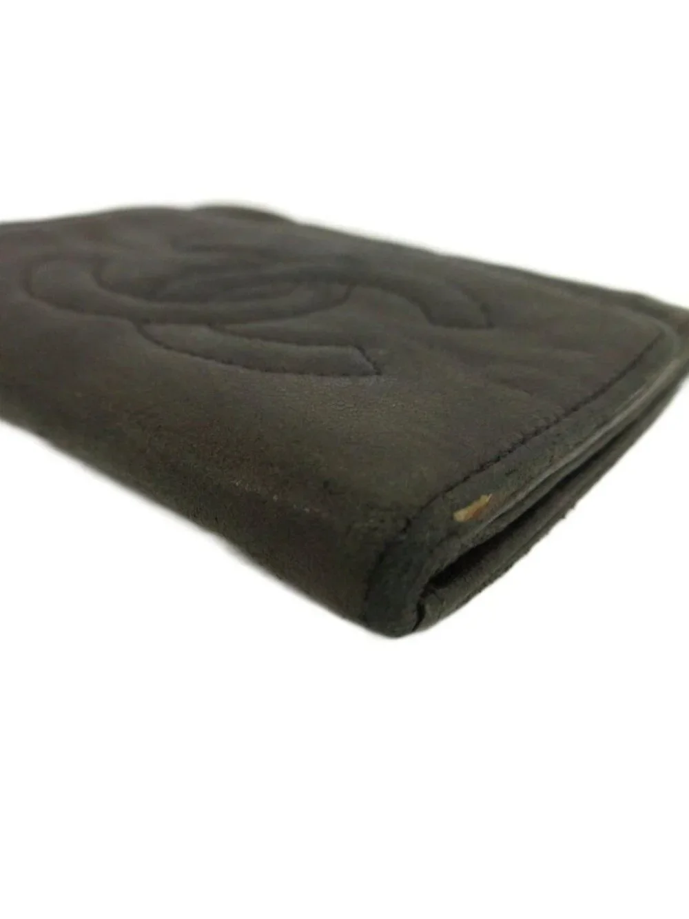 Chanel Vintage Coin Purse Bifold Leather CC Logo Stitch Black